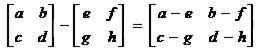 2x2 matrix subtraction formula